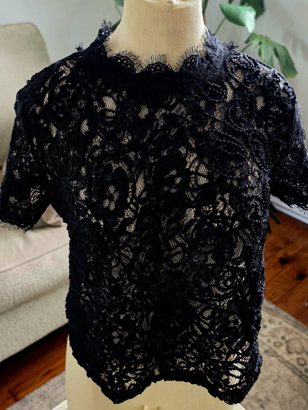 ZARA Black Lace Short Sleeve Top